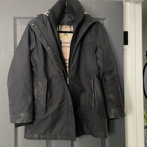 Authentic Burberry light weight hooded coat Nova check classic lining XS black